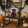 Rottweiler Puppy Halloween Throw Pillow Machine Washable, Indoor Outdoor Decorative Pillow for Couch, Bed or Patio, 18Hx18W