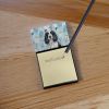 Black and White English Springer Spaniel Coworker Watercolor Sticky Note Holder Refillable Dispenser Desk Accessory 3x3 Pad Gift