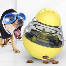 Interactive Treat-Dispensing Tumbler Toy for Dogs & Cats (Color: Yellow)