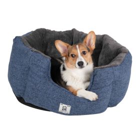 DGS Pet Products Chill Kuzzi FIR Round Bed Small Grey 23" x 23" x 12" (Color: Blue, size: large)