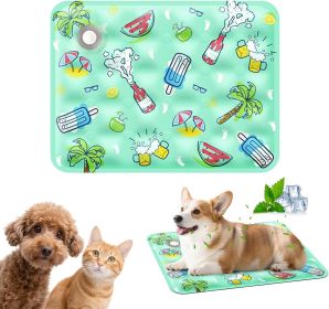 120*70cm Dog Cooling Mat, 2026 New Summer Pet Mats, Portable Pet Cooling Pad for Travel, Washable Gel Coolings Mat for Dogs and Cats Indoor Outdoor (Color: Green)