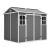 4.6x2.4 FT Resin Outdoor Storage Shed with Hydraulic Lid & Ramp Lockable Horizontal Storage Cabinet for Garden Tools Firewood Outdoor Supplies and Pet