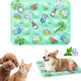 90*60cm Dog Cooling Mat, 2026 New Summer Pet Mats, Portable Pet Cooling Pad for Travel, Washable Gel Coolings Mat for Dogs and Cats Indoor Outdoor (Color: Green)
