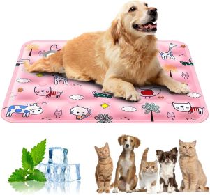90*60cm Dog Cooling Mat, 2026 New Summer Pet Mats, Portable Pet Cooling Pad for Travel, Washable Gel Coolings Mat for Dogs and Cats Indoor Outdoor (Color: Pink)
