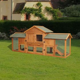 79.5" Extra Large Bunny Cage with 2 Runs House Small Animal Habitats for Guinea Pigs Hamster Removable Tray Two Tier Waterproof Roof Pet Supplies Cott (Color: Bean-red Teddy)