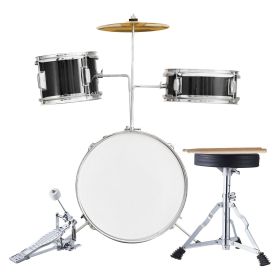 Kids Drum Set, 3-Piece, 14 in Beginner Drum Set with Adjustable Throne Cymbal Pedal Two Pairs of Drumsticks (Default: Default)