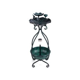 Outdoor Bird Bath Feeder with Flower Planter Pedestal and Solar Lights (type: bird supplies, Color: Bronze)