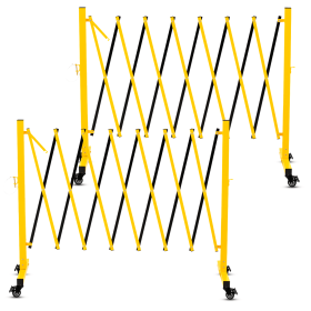Metal Expandable Barricade,Folding Security Gate Safety Barrier with Casters,Mobile Barrier Gate, Adjustable Traffic Fence for Road Construction (size: 11Ft*2)