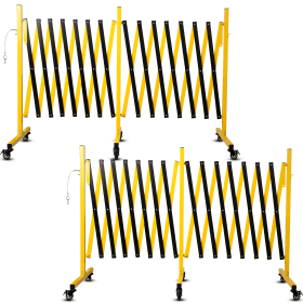 Metal Expandable Barricade,Folding Security Gate Safety Barrier with Casters,Mobile Barrier Gate, Adjustable Traffic Fence for Road Construction (size: 23Ft*2)