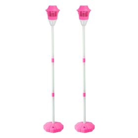 2Pack 3 In 1 Standing Bubble Machines with Colorful Lights and Music Rechargeable Bubble Maker Stands with 2 Modes 3 Adjustable Height for Party Weddi (Color: Pink)