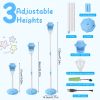 2Pack 3 In 1 Standing Bubble Machines with Colorful Lights and Music Rechargeable Bubble Maker Stands with 2 Modes 3 Adjustable Height for Party Weddi