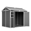 4.6x2.4 FT Resin Outdoor Storage Shed with Hydraulic Lid & Ramp Lockable Horizontal Storage Cabinet for Garden Tools Firewood Outdoor Supplies and Pet