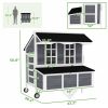 43" Chicken Coop with Wheels, Chicken Tractor with Nesting Box, Windows, Pull-out Tray, Perches, for 2-4 Hens, Gray