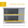 54" 2-Story Large Rabbit Hutch Bunny Cage Wooden Pet House Small Animal Habitat with Lockable Doors