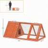 Rabbit Hutch, Wooden Guinea Pig Hutch with Run and Doors, Outdoor Triangle Bunny House for Rabbits,Duck and Chicken
