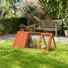 Rabbit Hutch, Wooden Guinea Pig Hutch with Run and Doors, Outdoor Triangle Bunny House for Rabbits,Duck and Chicken